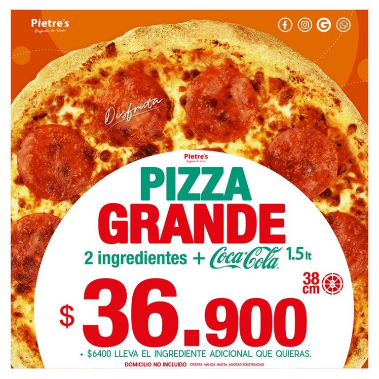 Pizza Grande 2 ingredientes + Coca Cola 1.5 Lts – Pietres Pizza